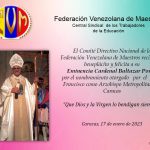 La FVM felicita a su Eminencia Baltazar Porras por su nombramiento como Arzobispo Metropolitano de Caracas